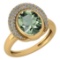 Certified 2.82 Ctw Green Amethyst And Diamond VS/SI1 Halo Ring 14k Yellow Gold Made In USA