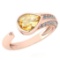 Certified 1.54 Ctw Citrine And Diamond VS/SI1 Ring 14K Rose Gold Made In USA