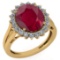 Certified 5.65 Ctw Ruby And Diamond VS/SI1 Halo Ring 14k Yellow Gold Made In USA