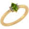 Certified 0.68 Ctw Peridot And Diamond VS/SI1 Ring 14k Yellow Gold Made In USA