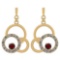 Certified 0.75 Ctw Garnet And Diamond VS/SI1 Ladies Fashion Earrings 14K Yellow Gold Made In USA