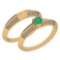 Certified 0.55 Ctw Emerald And Diamond VS/SI1 2 Pcs Ring 14k Yellow Gold Made In USA