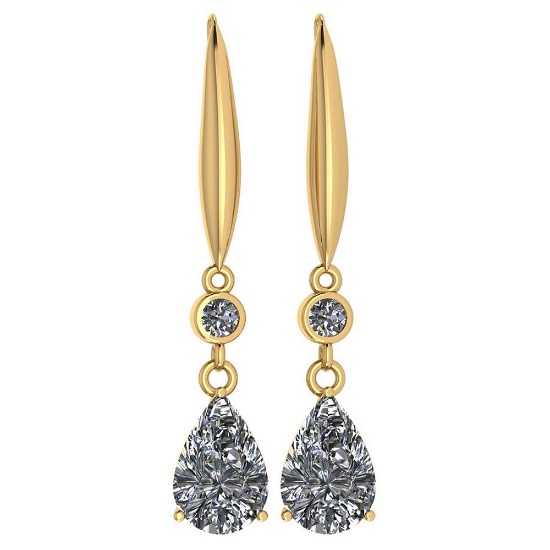 Certified 5.70 Ctw Diamond Dangling Earrings 18K Yellow Gold Made In USA
