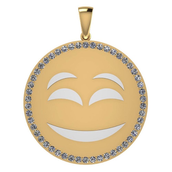 Certified 1.05 Ctw Diamond Smiley 18K Yellow Gold Pendant