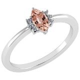 Certified 0.68 Ctw Morganite And Diamond VS/SI1 Ring 14K White Gold Made In USA