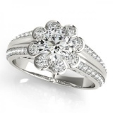 CERTIFIED PLATINUM 1.18 CTW G-H/VS-SI1 DIAMOND HALO ENGAGEMENT RING