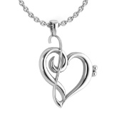 Gold Heart Shape Pendant 18K White Gold Made In Italy