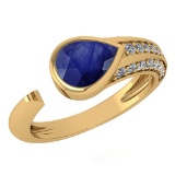 Certified 1.54 Ctw Blue Sapphire And Diamond VS/SI1 Halo Ring 14k Yellow Gold Made In USA