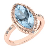 Certified 1.58 Ctw Blue Topaz And Diamond VS/SI1 Ring 14k Rose Gold Made In USA