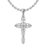 Gold Cross Pendant 18K White Gold Made In Italy