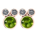 Certified 3.14 Ctw Peridot And Diamond VS/SI1 Earrings 14K Rose Gold Made In USA