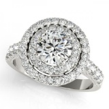 CERTIFIED PLATINUM 2.32 CTW G-H/VS-SI1 DIAMOND HALO ENGAGEMENT RING