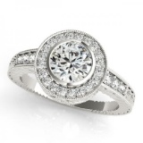 CERTIFIED PLATINUM 1.42 CTW G-H/VS-SI1 DIAMOND HALO ENGAGEMENT RING