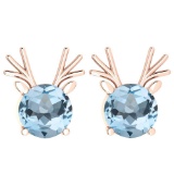 Certified 12.00 Ctw Blue Topaz Stud Earrings 14K Gold Rose Gold Made In USA