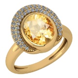 Certified 2.82 Ctw Citrine And Diamond VS/SI1 Halo Ring 14k Yellow Gold Made In USA