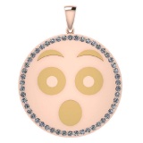 Certified 0.95 Ctw Diamond Smiley 18K Rose Gold Pendant