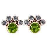 Certified 15.50 Ctw Peridot And Diamond SI2/I1 Earrings 14K Rose Gold Made In USA