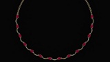 Certified 10.05 Ctw Ruby Necklace 14K Yellow Gold