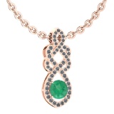 Certified 1.26 Ctw Emerald And Diamond VS/SI1 Necklace 14K Rose Gold Made In USA