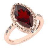 Certified 1.58 Ctw Garnet And Diamond VS/SI1 Ring 14k Rose Gold Made In USA