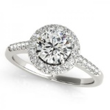 CERTIFIED PLATINUM 1.22 CTW G-H/VS-SI1 DIAMOND HALO ENGAGEMENT RING