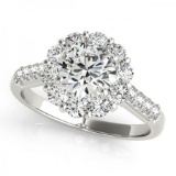 CERTIFIED PLATINUM 2.12 CTW G-H/VS-SI1 DIAMOND HALO ENGAGEMENT RING