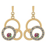 Certified 0.75 Ctw Mystic Topaz And Diamond VS/SI1 Ladies Fashion Earrings 14K Yellow Gold Made In U