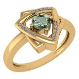 Certified 0.29 Ctw Green Amethyst And Diamond VS/SI1 Halo Ring 14k Yellow Gold Made In USA