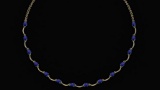 Certified 10.05 Ctw Blue Sapphire Necklace 14K Yellow Gold