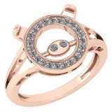 Certified 0.20 Ctw Diamond VS/SI1 Chinese Year of Pig Style Ring 18K Rose Gold Made In USA