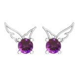 Certified 0.50 Ctw Amethyst Stud Earrings 14K Gold White Gold Made In USA