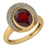 Certified 2.82 Ctw Garnet And Diamond VS/SI1 Halo Ring 14k Yellow Gold Made In USA
