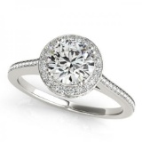 CERTIFIED PLATINUM 1.39 CTW G-H/VS-SI1 DIAMOND HALO ENGAGEMENT RING