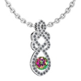 Certified 1.26 Ctw Mystic Topaz And Diamond VS/SI1 Necklace 14K White Gold Made In USA