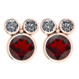 Certified 3.14 Ctw Garnet And Diamond VS/SI1 Earrings 14K Rose Gold Made In USA