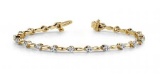 14K YELLOW GOLD 1 CTW G-H I1/I2 TEARDROP LINK DIAMOND BRACELET