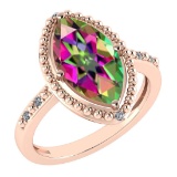 Certified 1.58 Ctw Mystic Topaz And Diamond VS/SI1 Ring 14k Rose Gold Made In USA