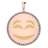 Certified 1.05 Ctw Diamond Smiley 18K Rose Gold Pendant