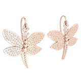 Gold Butterfly Wire Hook Earrings 18K Rose Gold Made In Italy