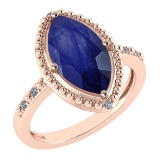 Certified 1.58 Ctw Blue Sapphire And Diamond VS/SI1 Ring 14K Rose Gold Made In USA