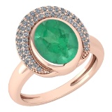 Certified 2.82 Ctw Emerald And Diamond VS/SI1 Halo Ring 14K Rose Gold Made In USA