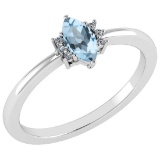 Certified 0.68 Ctw Blue Topaz And Diamond VS/SI1 Ring 14K White Gold Made In USA