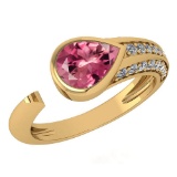 Certified 1.54 Ctw Pink Tourmaline And Diamond VS/SI1 Halo Ring 14k Yellow Gold Made In USA