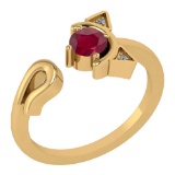 Certified 0.46 Ctw Ruby And Diamond VS/SI1 Halo Ring 14k Yellow Gold Made In USA