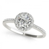 CERTIFIED PLATINUM 1.10 CTW G-H/VS-SI1 DIAMOND HALO ENGAGEMENT RING