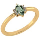 Certified 0.68 Ctw Green Amethyst And Diamond VS/SI1 Ring 14k Yellow Gold Made In USA