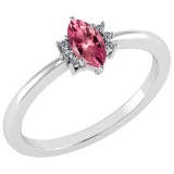 Certified 0.68 Ctw Pink Tourmaline And Diamond VS/SI1 Ring 14K White Gold Made In USA