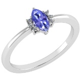 Certified 0.68 Ctw Tanzanite And Diamond VS/SI1 Ring 14K White Gold Made In USA