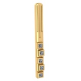 Certified 0.09 Ctw Diamond Mens TiePin 18K Yellow Gold