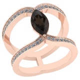 Certified 1.52 Ctw Smoky Quartz And Diamond VS/SI1 Ring 10K Rose Gold Made In USA